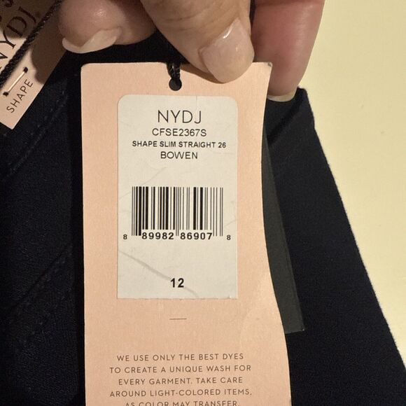 NYDJ Jeans Curves 360 Shape Slim Straight Bowen Dark Wash Stretch Size 12 New - Picture 3 of 12